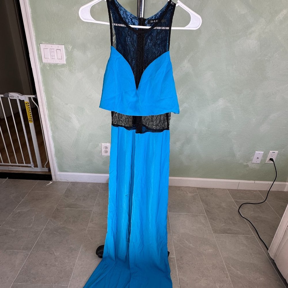 Long Black and Blue Jumpsuit